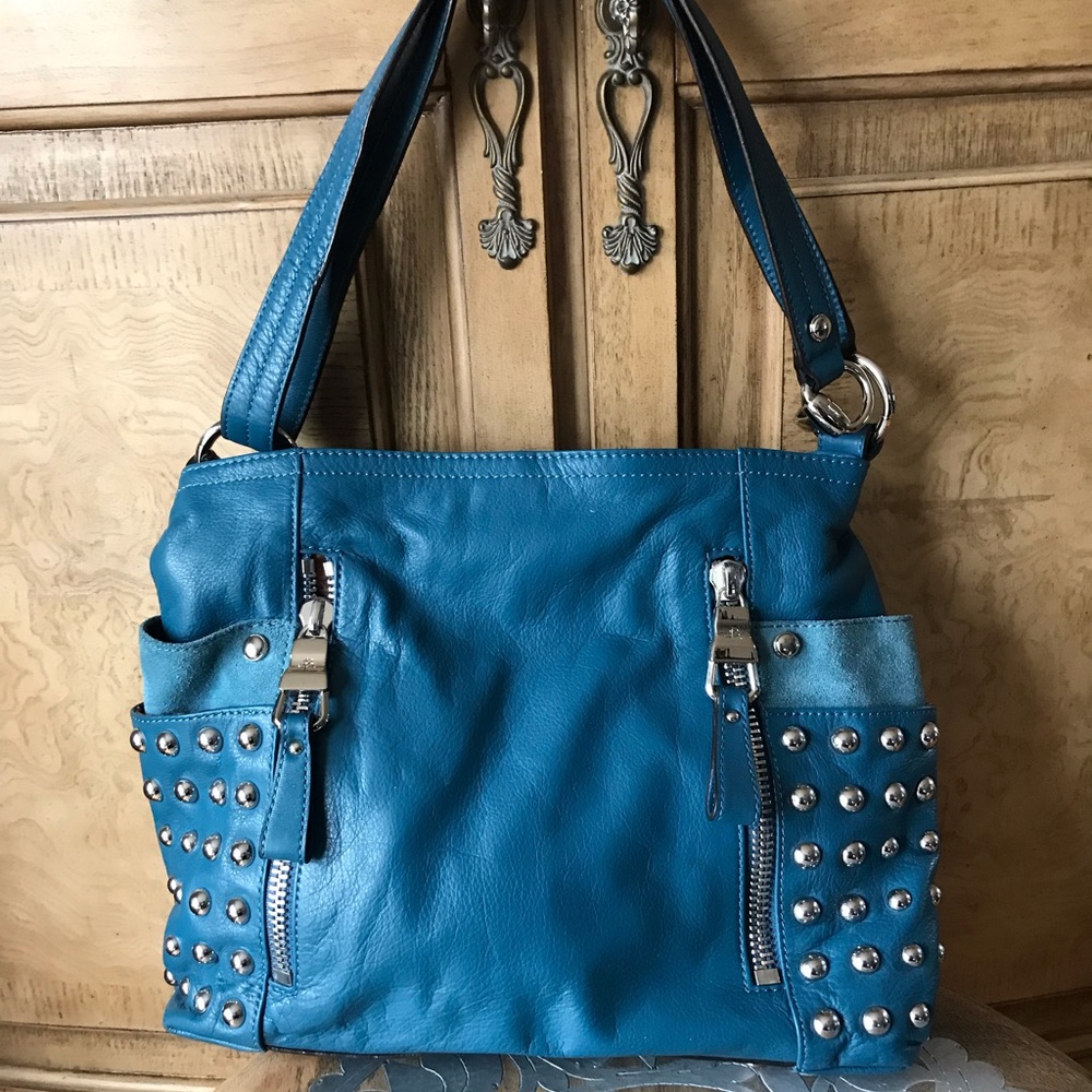 B Makowsky Teal leather bag NWOT